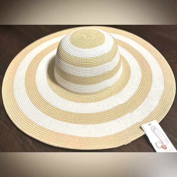 ‼️RARE‼️🎸SHADE & SHORE🎸🔥NWT🔥Striped Packable Straw Sun Hat - Picture 2 of 13
